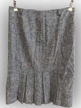 Byer California Gray Textured Pleated Midi Pencil Skirt | Size 1 | Minimal Chic